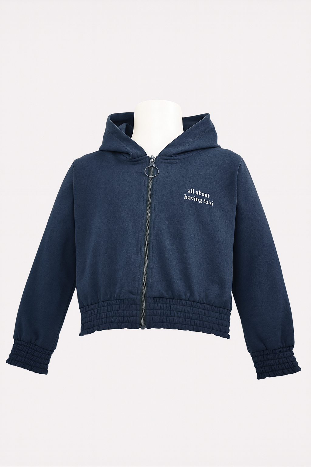 Sweat crop top à capuche Fille - Bleu image 0