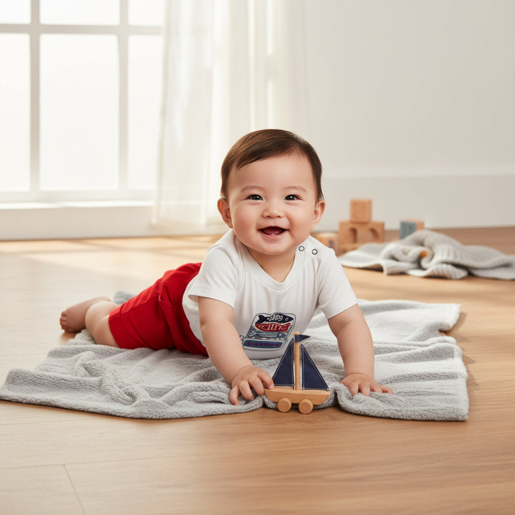 Ensemble (T-shirt + short) Garçon - Blanc/Rouge image 0