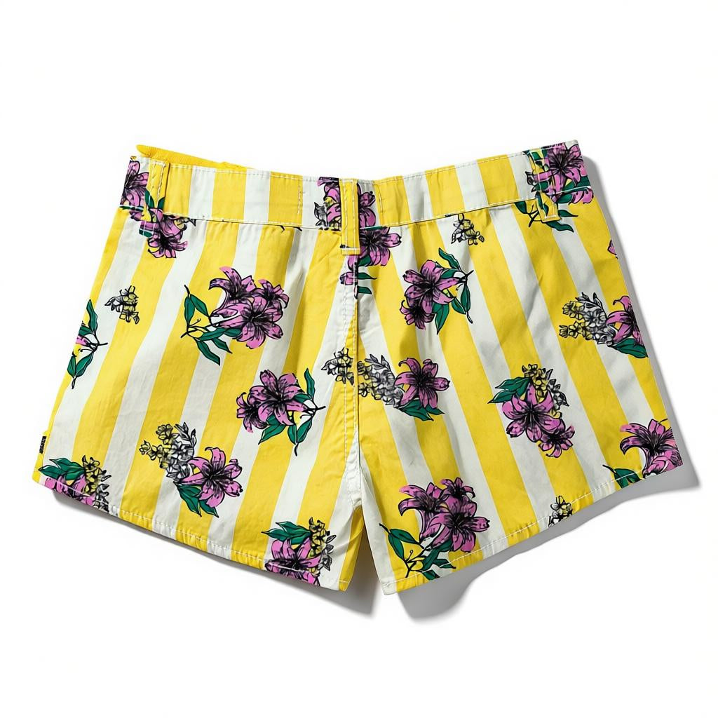 Short fleurs rayés Fille - Jaune image 2