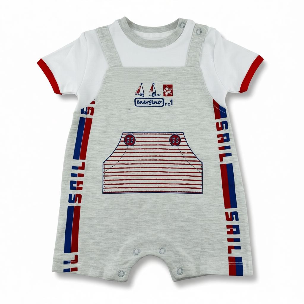 Barboteuse Garçon - Blanc/Rouge image 0