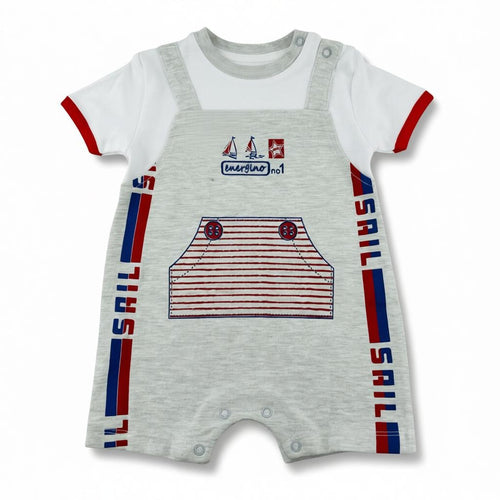 Barboteuse Garçon - Blanc/Rouge image 0