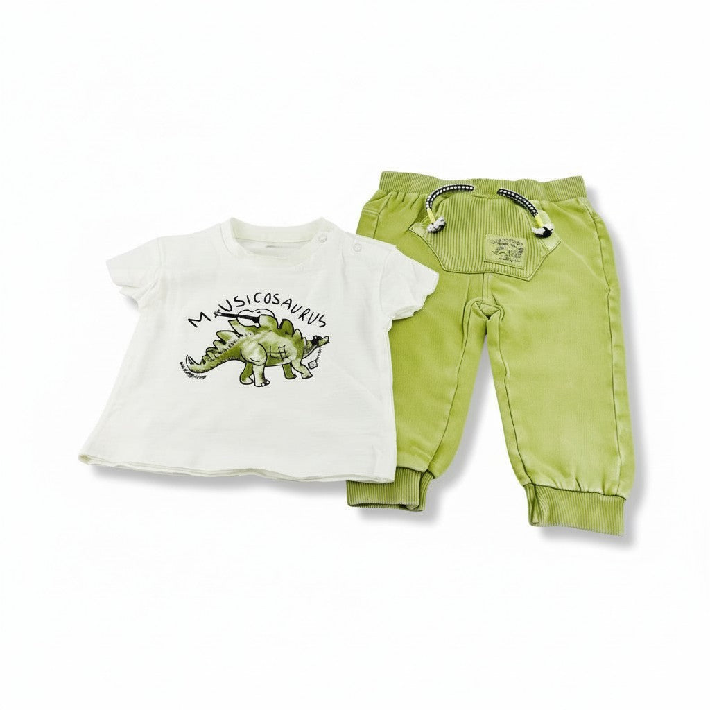 Ensemble t-shirt + jogging Garçon - Beige/Vert image 1