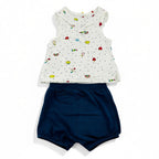 Ensemble haut+Short Fille - Blanc/bleu image 2