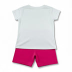 Ensemble (T-shirt + short) Fille - Blanc/Rose image 1