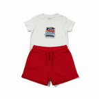 Ensemble (T-shirt + short) Garçon - Blanc/Rouge image 1