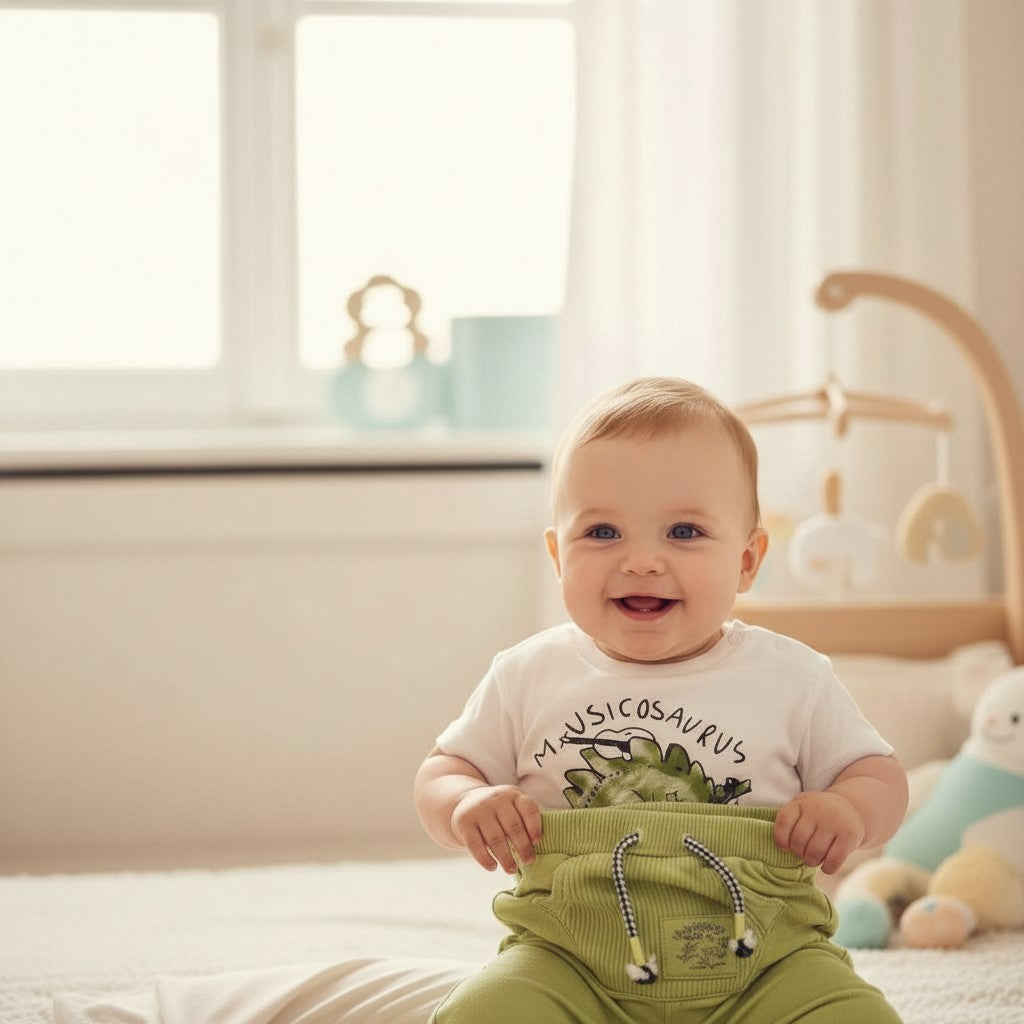Ensemble t-shirt + jogging Garçon - Beige/Vert image 0