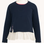 Sweat col rond Fille - Bleu/Blanc image 0