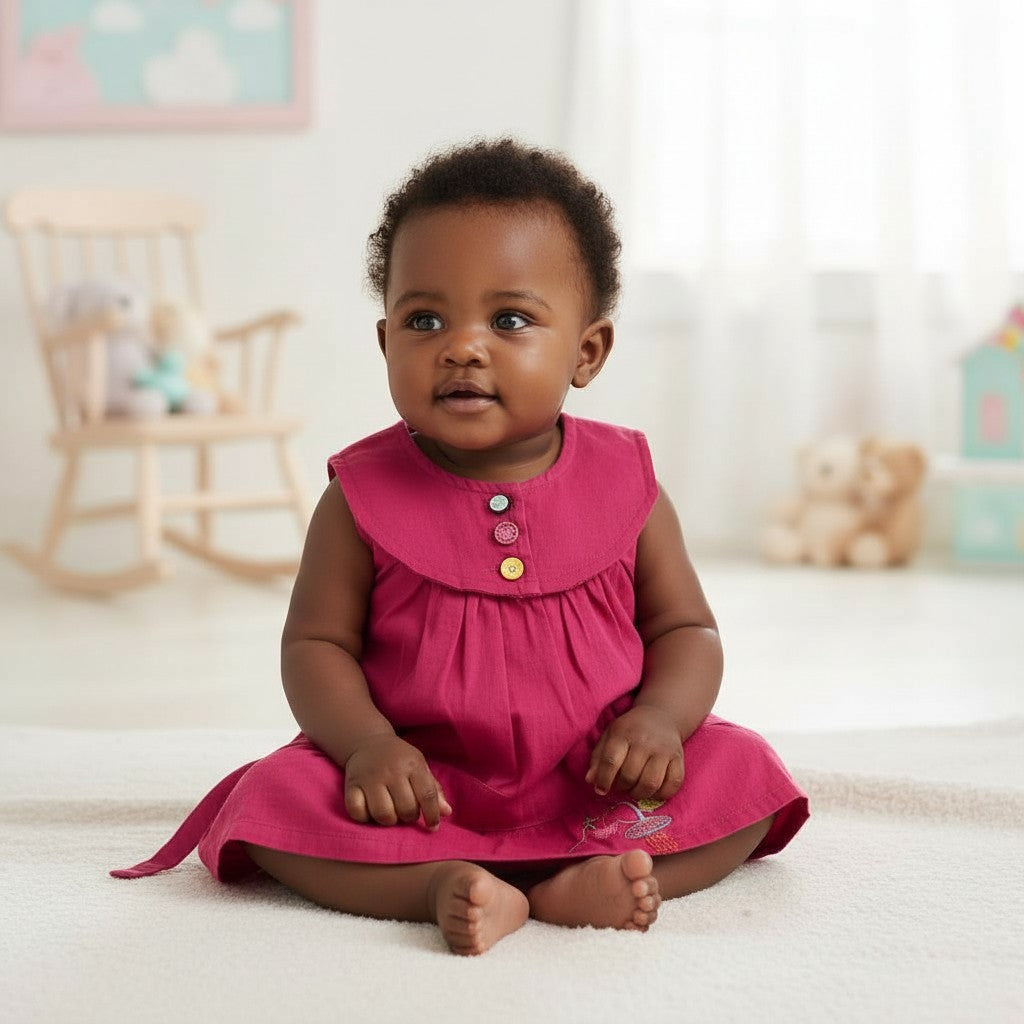 Mini robe Fille - Framboise image 0